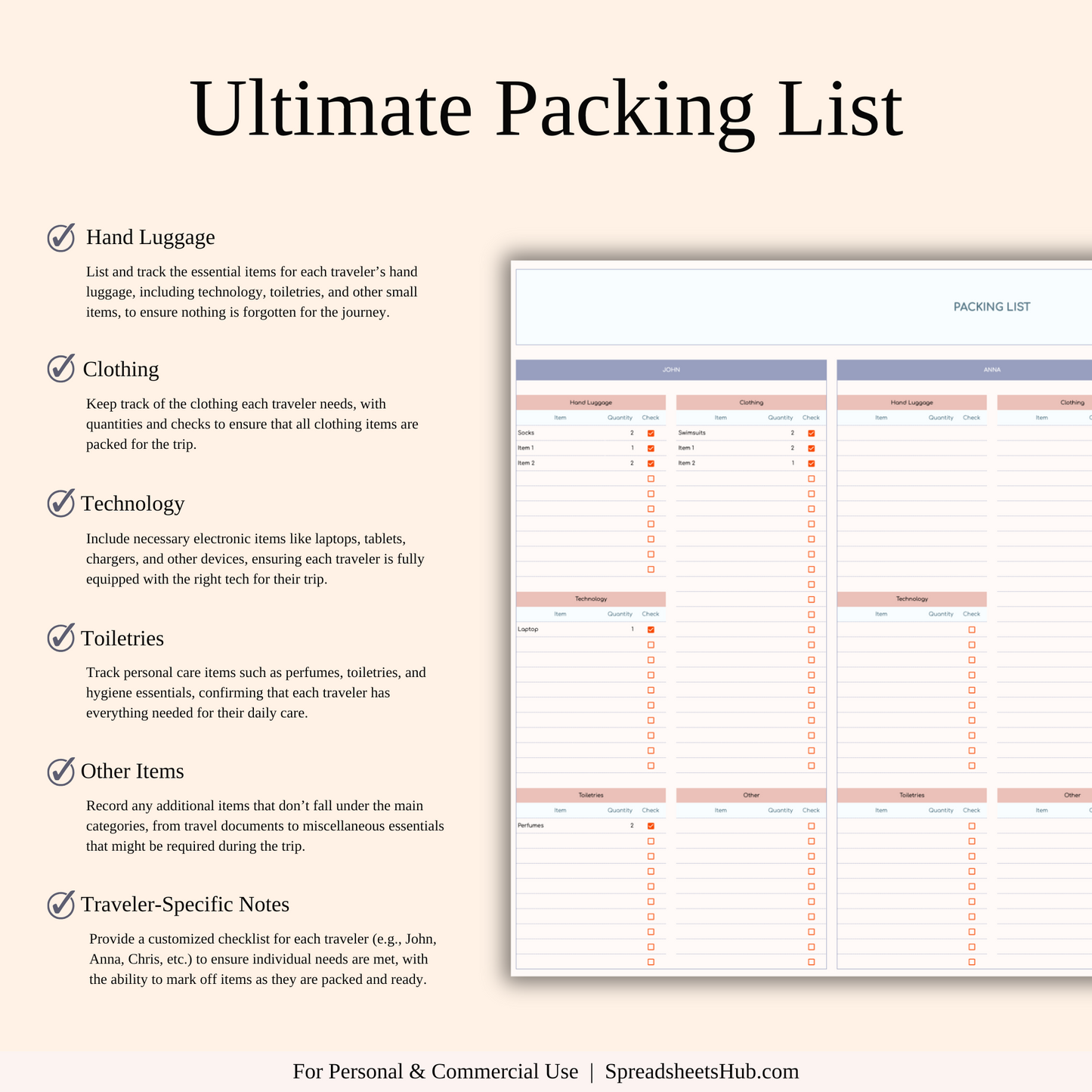 PLR - Ultimate Travel Planner Spreadsheet Template Keyzai