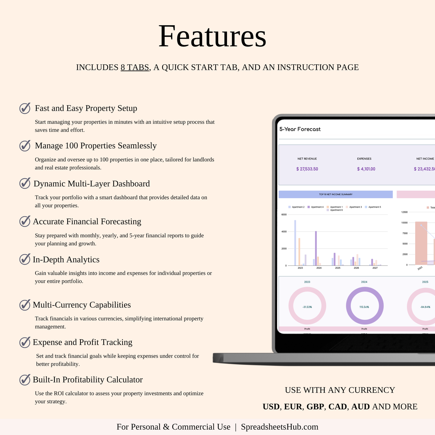 PLR - Rental Property Management Spreadsheet (Rainbow Theme) Keyzai