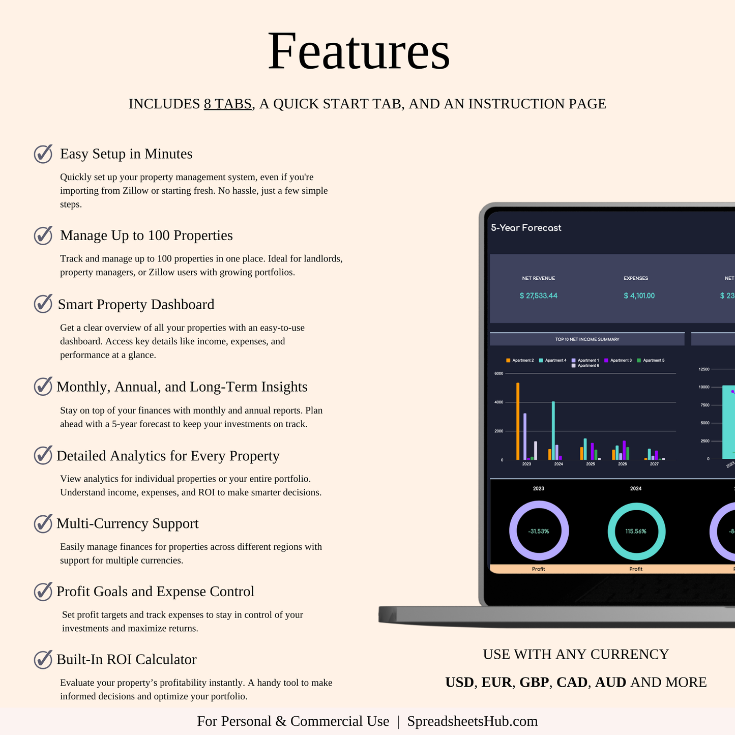 PLR - Zillow Bookkeeping Tracker (Dark Theme) Keyzai