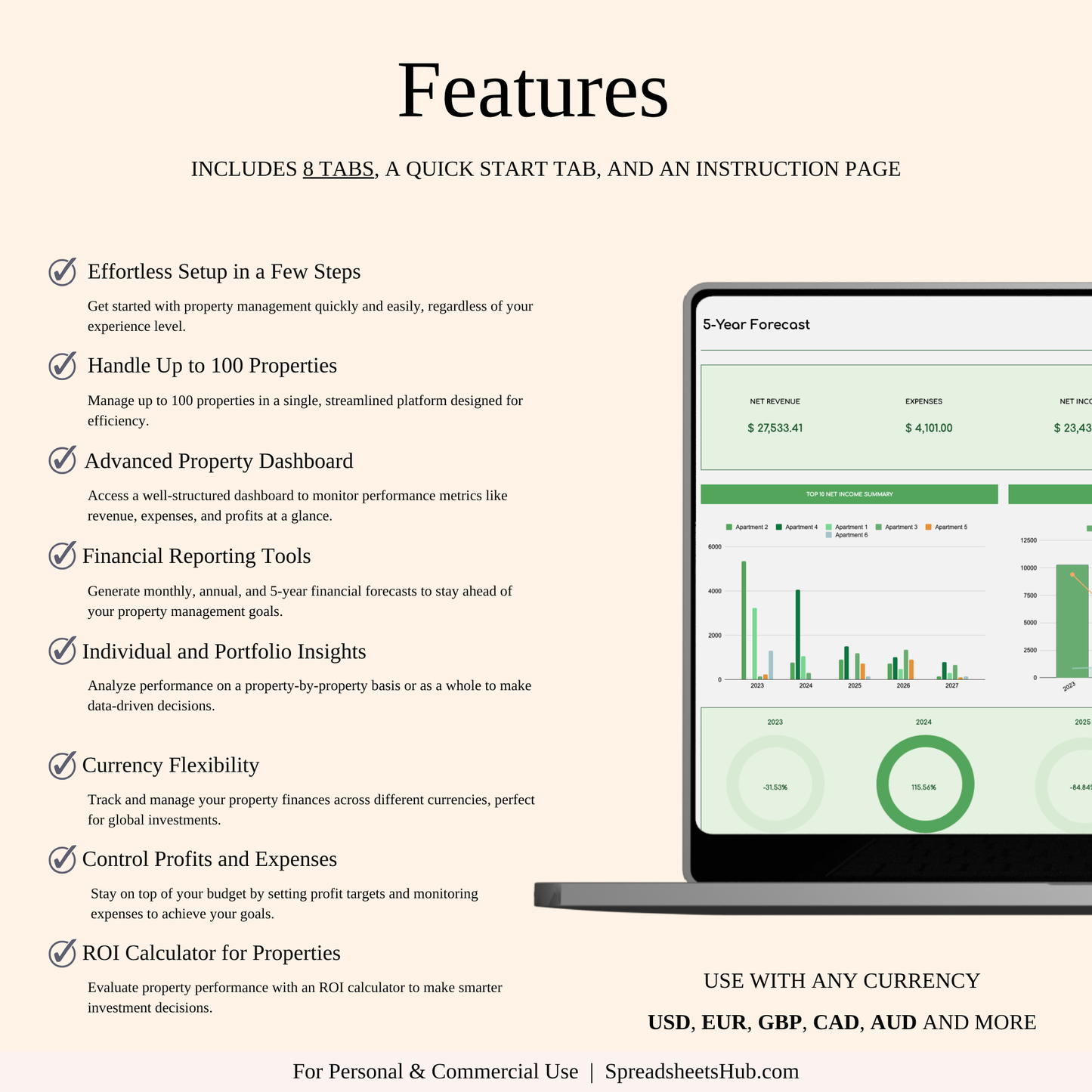 PLR - Rental Property Bookkeeping Tracker (Green Theme) Keyzai