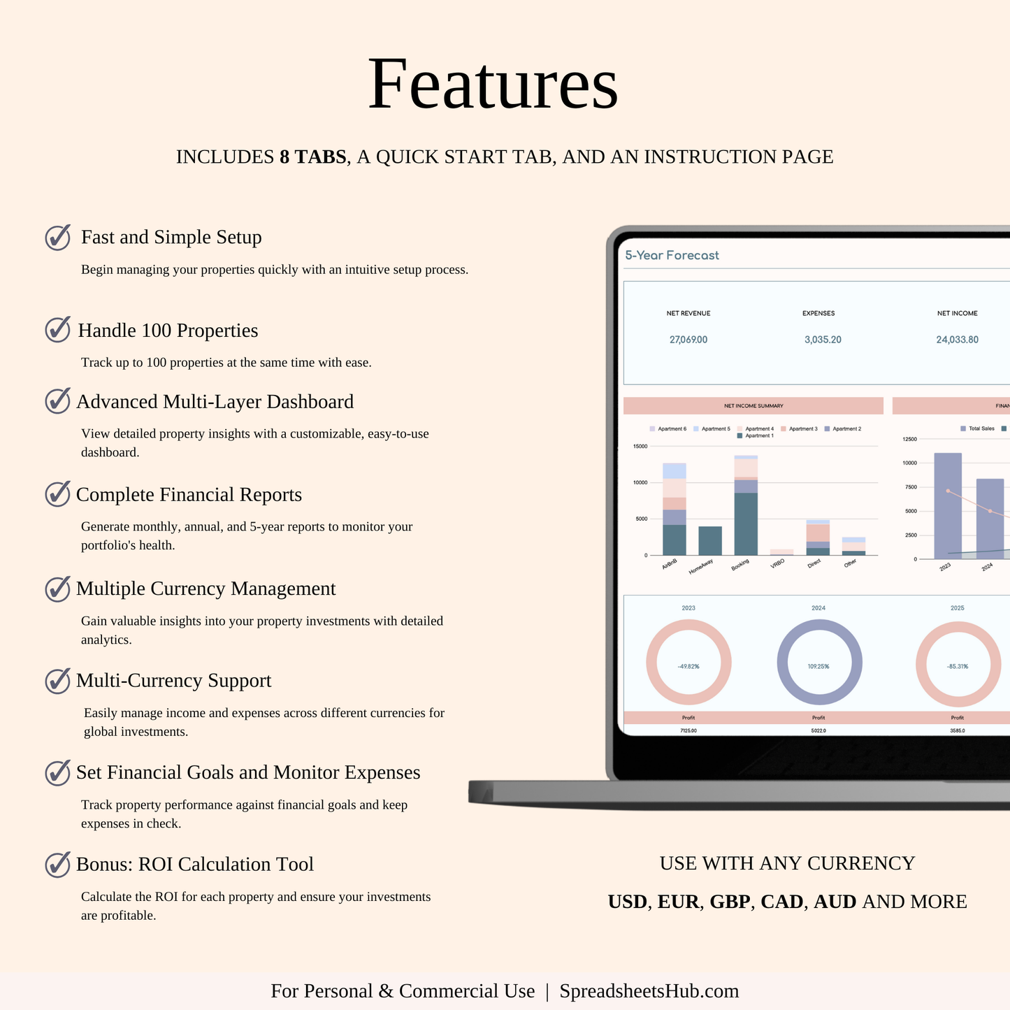 PLR - Airbnb Income and Expense Spreadsheet Keyzai