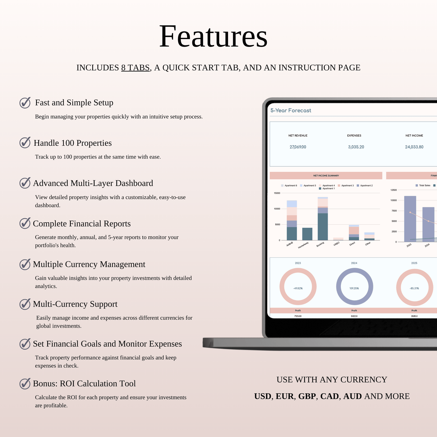 Airbnb Income and Expense Spreadsheet for Hosts & Property Managers in Excel & Google Sheets