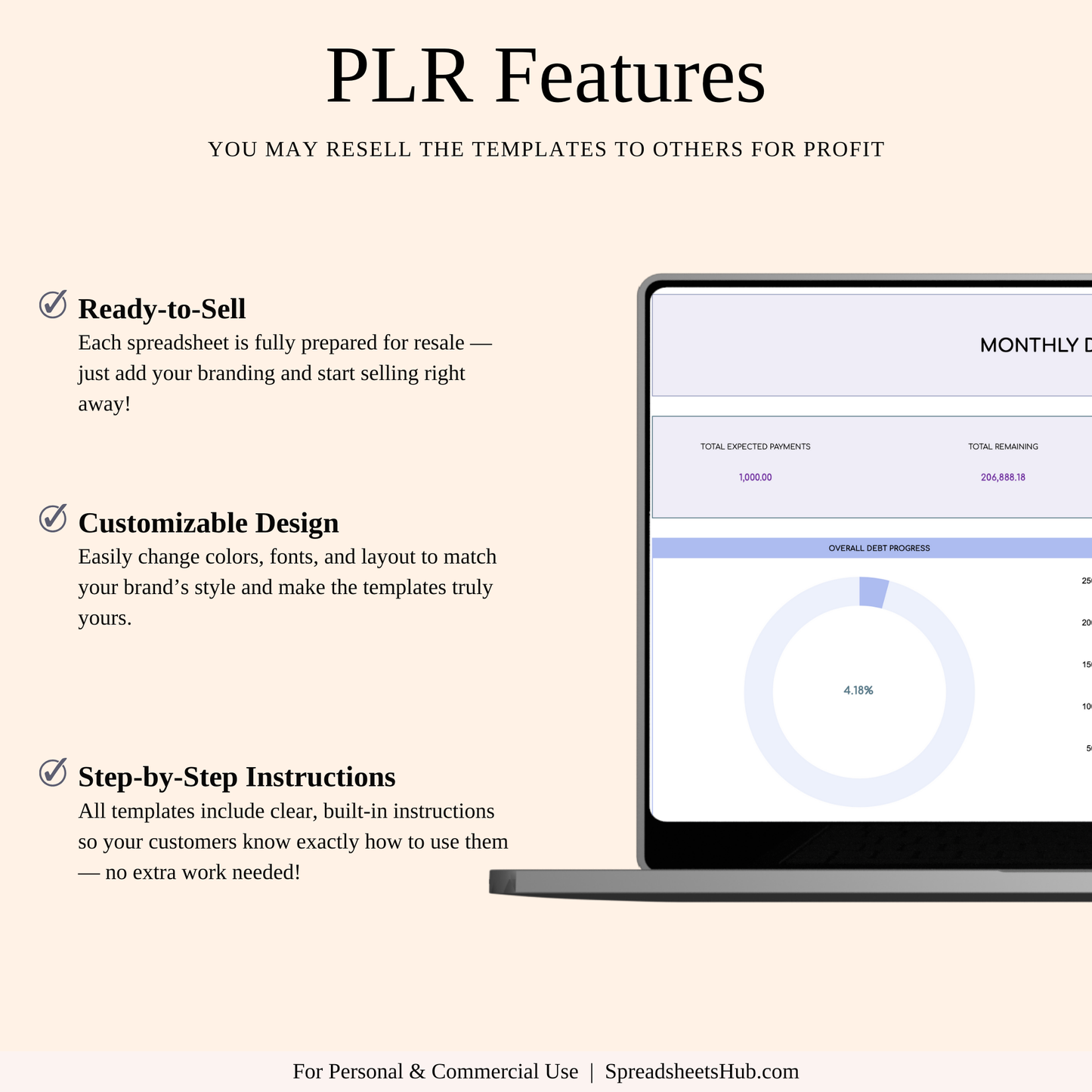 PLR - Debt Tracker Spreadsheet Template (Rainbow Theme) Keyzai