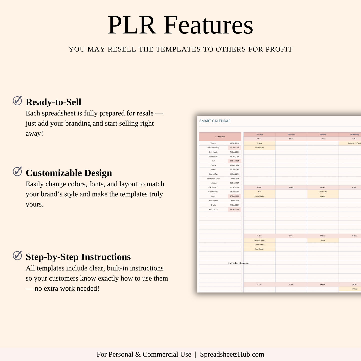 PLR - Bill Calendar Tracker Template Keyzai