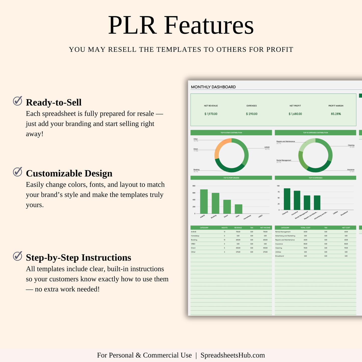 PLR - Rental Property Bookkeeping Tracker (Green Theme) Keyzai