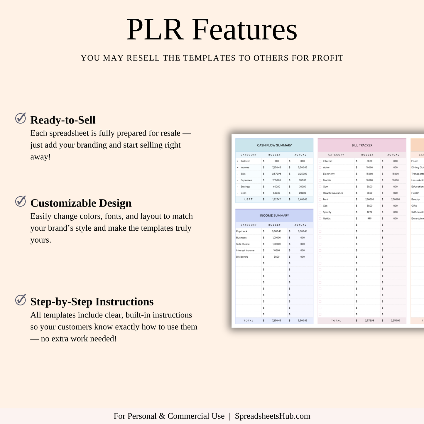 PLR - Ultimate Personal Finance Tracker Template (Rainbow Theme) Keyzai