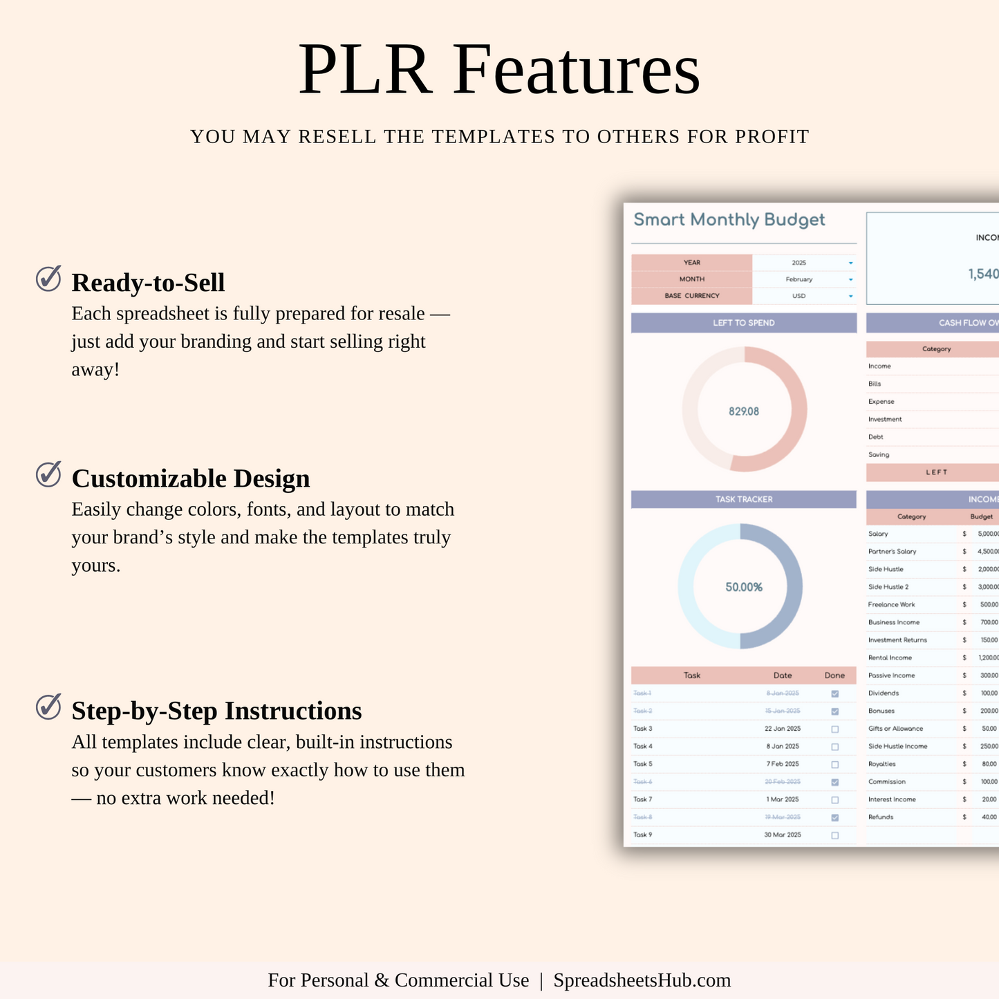PLR - Ultimate Monthly Budget Spreadsheet Keyzai