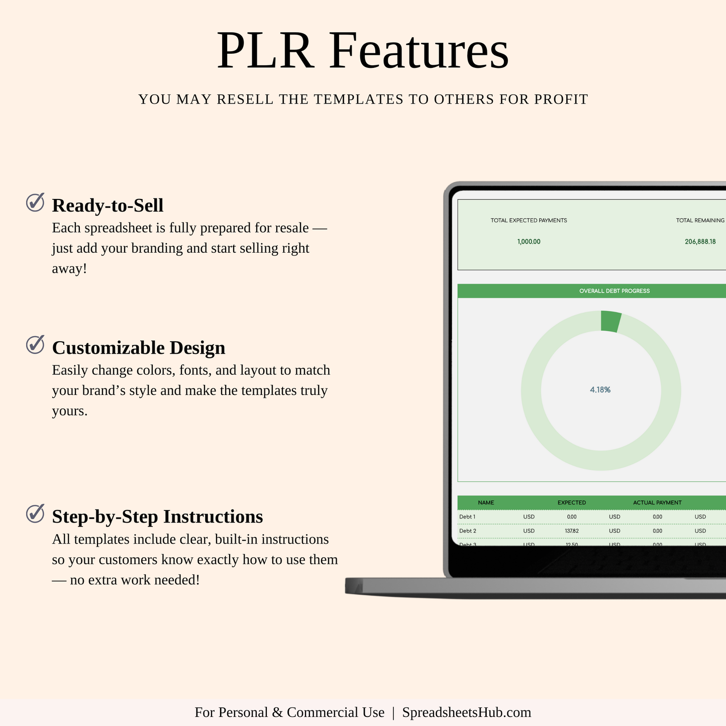 PLR - Debt Repayment Tracker (Green Theme) Keyzai