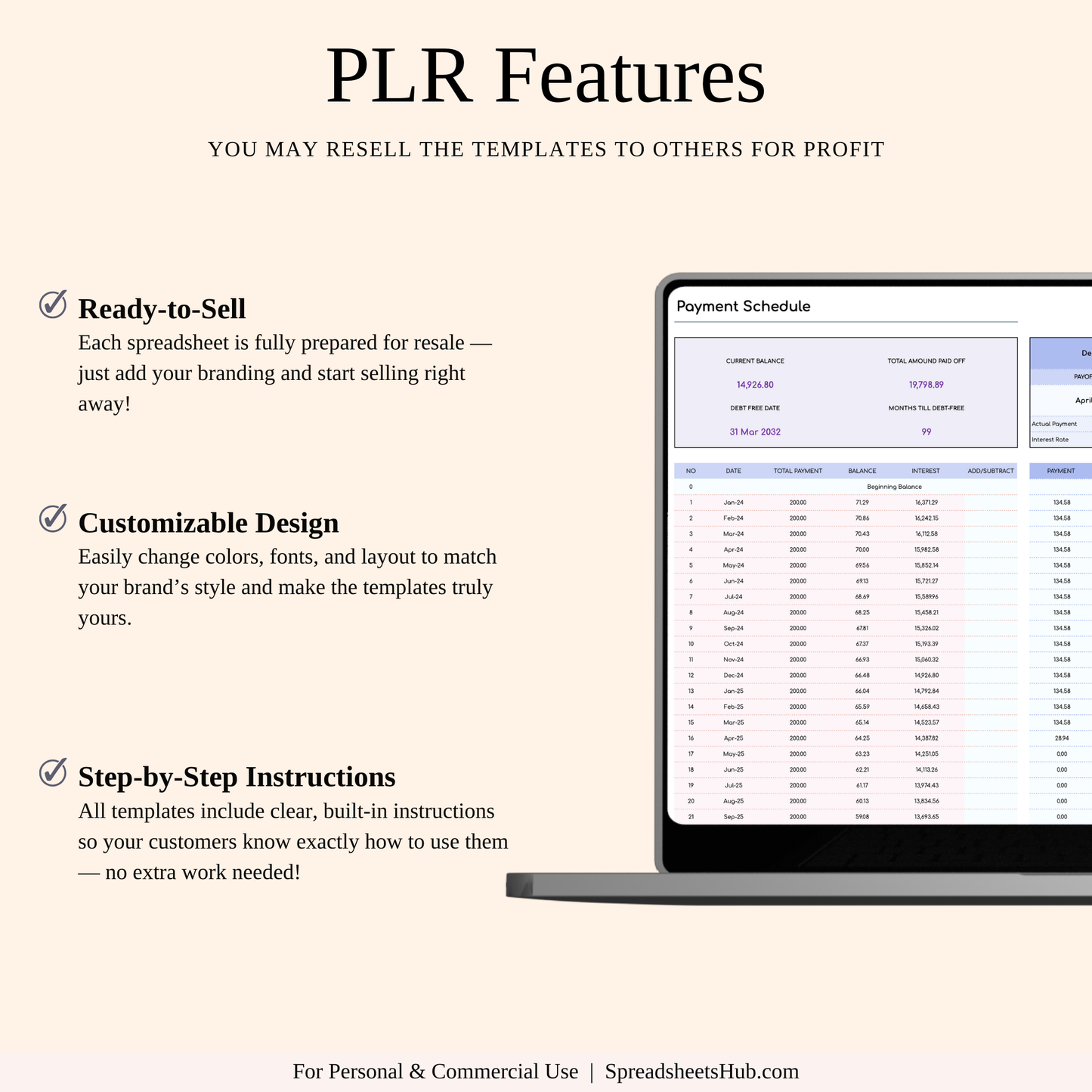 PLR - Debt Snowball Tracker Template (Rainbow Theme) Keyzai