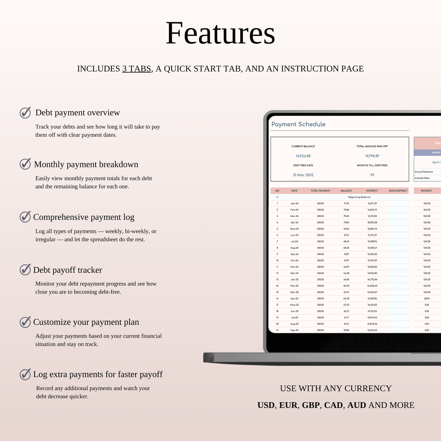 Debt Snowball Calculator Spreadsheet Template for Excel & Google Sheets Keyzai