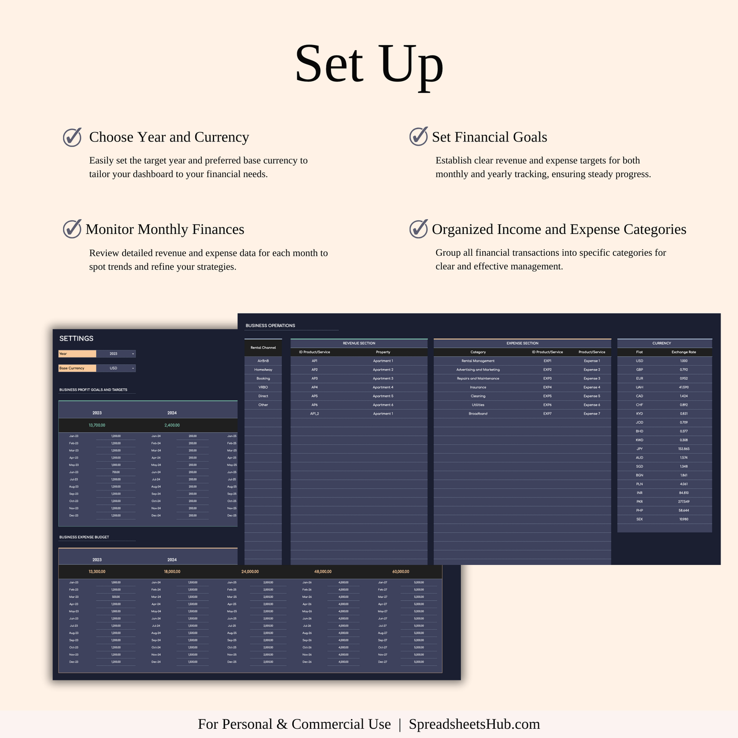 PLR - Rental Property Accounting & Bookkeeping Spreadsheet (Dark Theme) Keyzai
