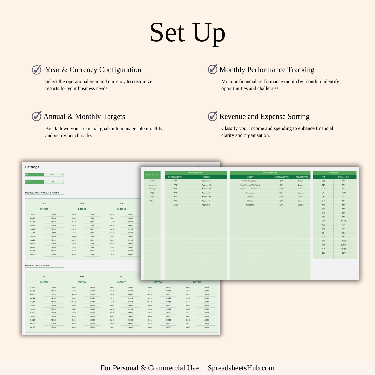 PLR - Airbnb Bookkeeping Spreadsheet Template (Green Theme) Keyzai