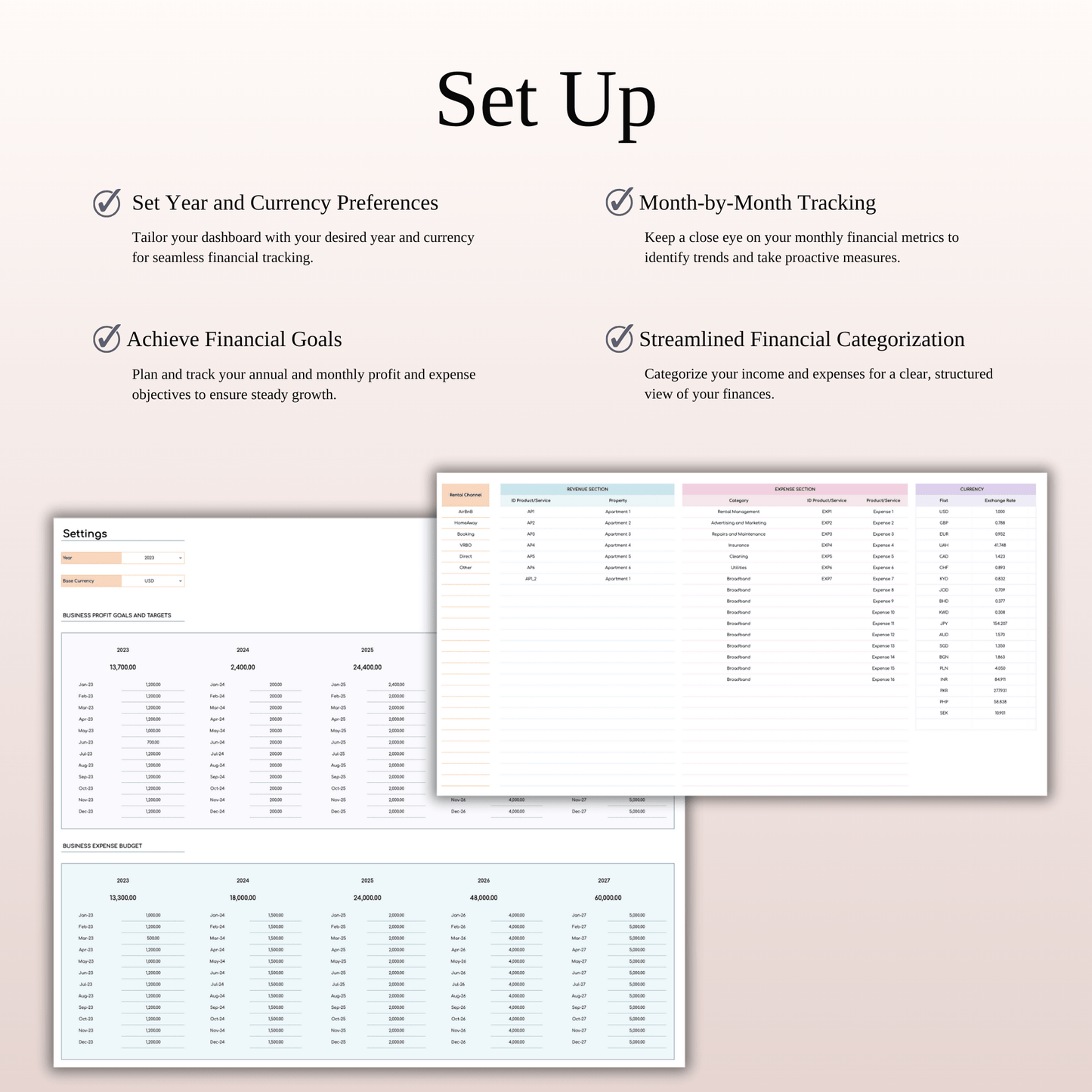 Rental Property Management Spreadsheet (Rainbow Theme) Keyzai