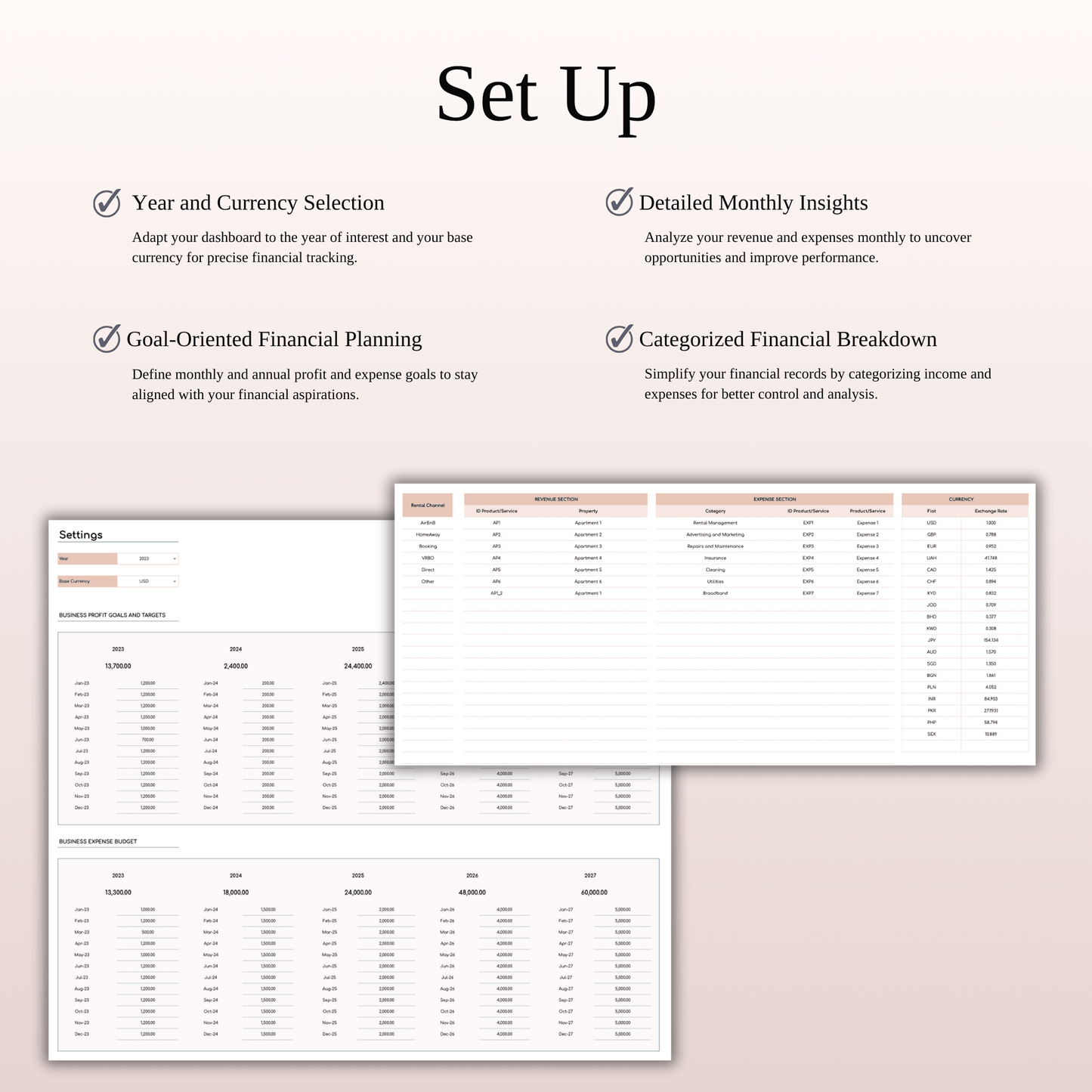 Rental Property Management Spreadsheet Template (Elegant Theme) Keyzai