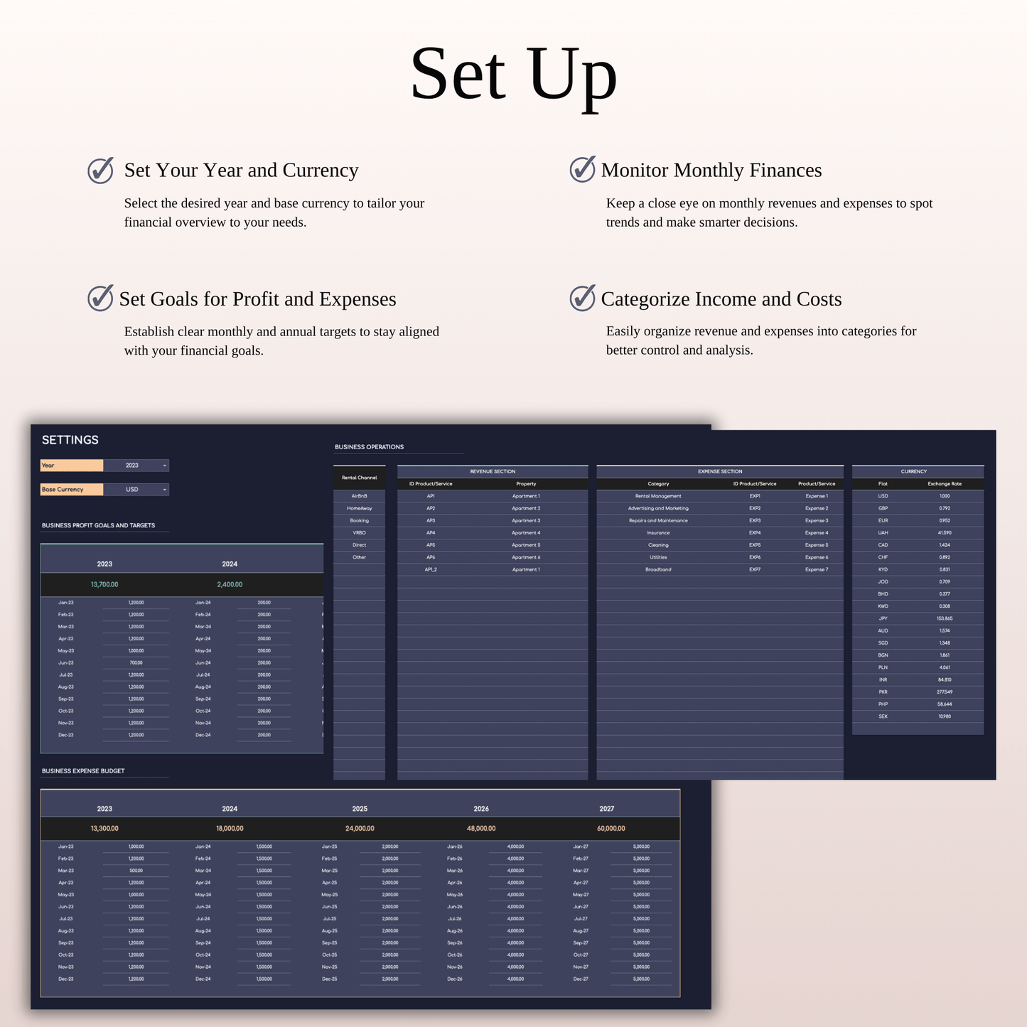 Zillow Bookkeeping Tracker | Excel & Google Sheets Template (Dark Theme) Keyzai