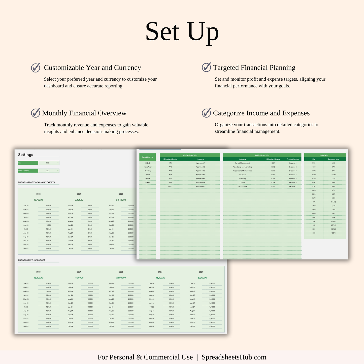 PLR - Rental Property Bookkeeping Tracker (Green Theme) Keyzai