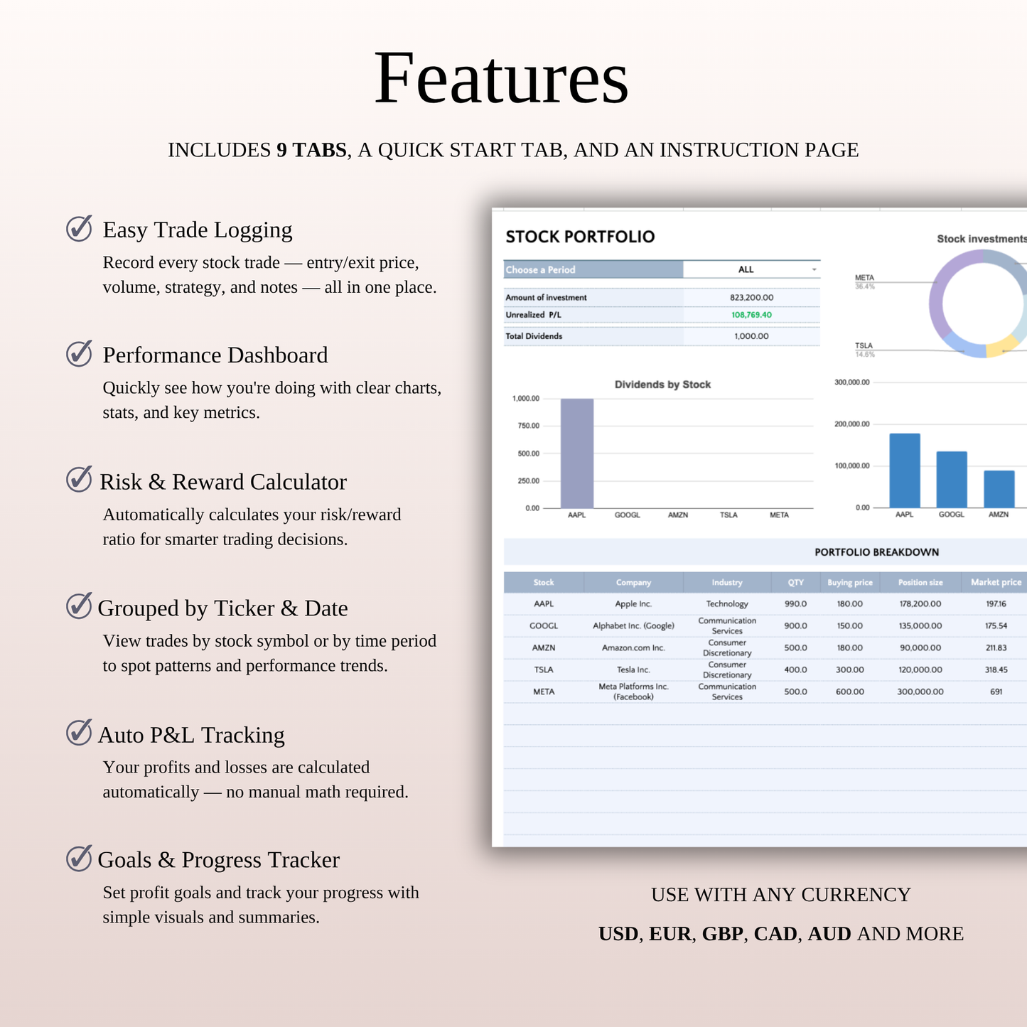 Stocks & Futures Trading Bundle – Google Sheets & Excel Keyzai