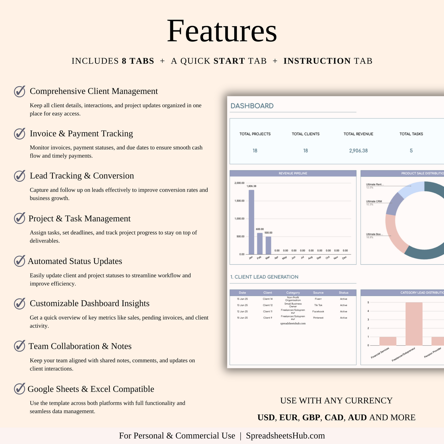 PLR - CRM Template for Excel and Google Sheets Keyzai