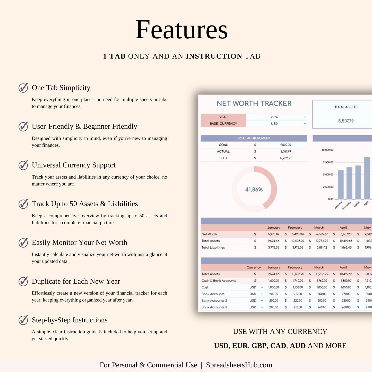 PLR - Net Worth Tracker Spreadsheet Keyzai