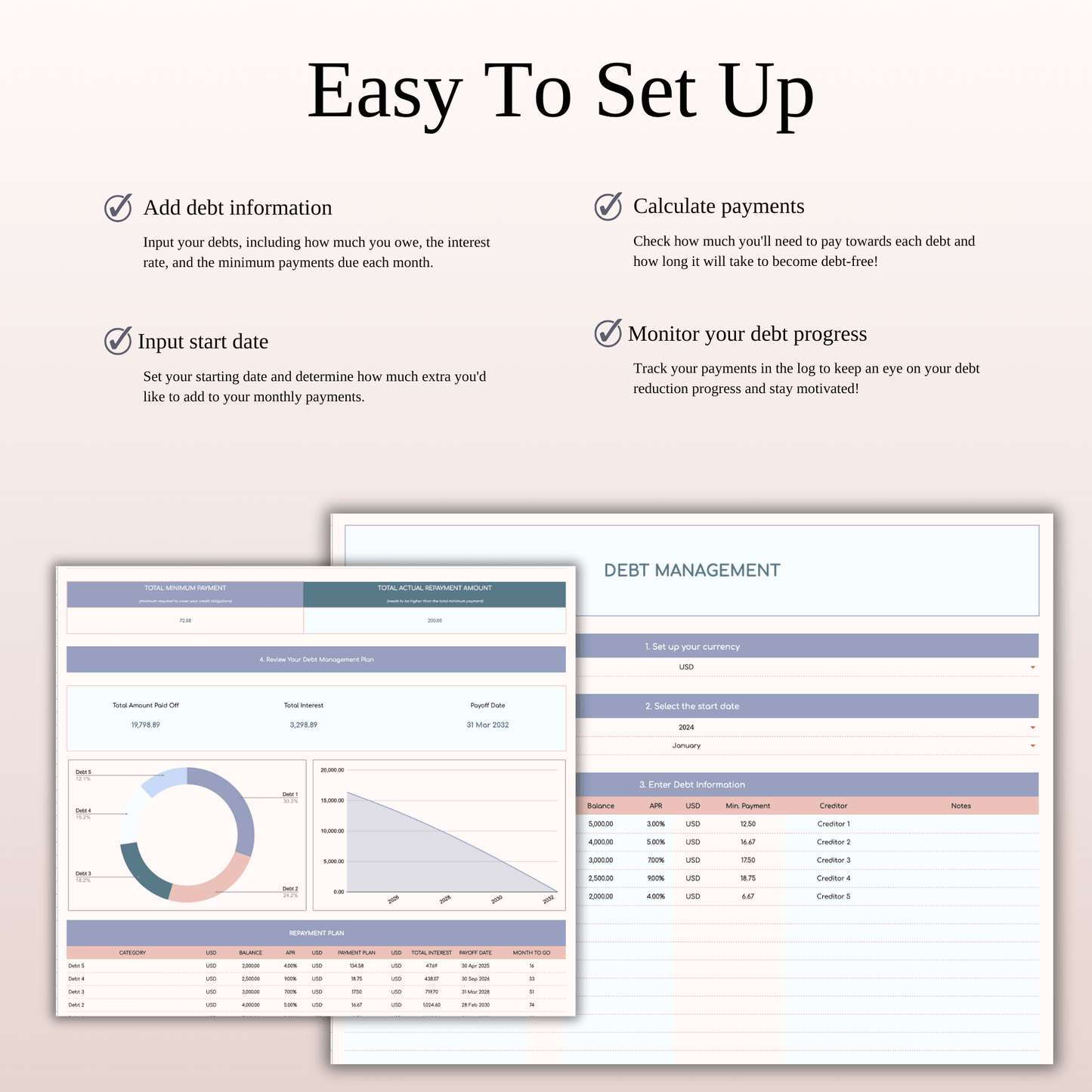 Debt Snowball Calculator Spreadsheet Template for Excel & Google Sheets Keyzai