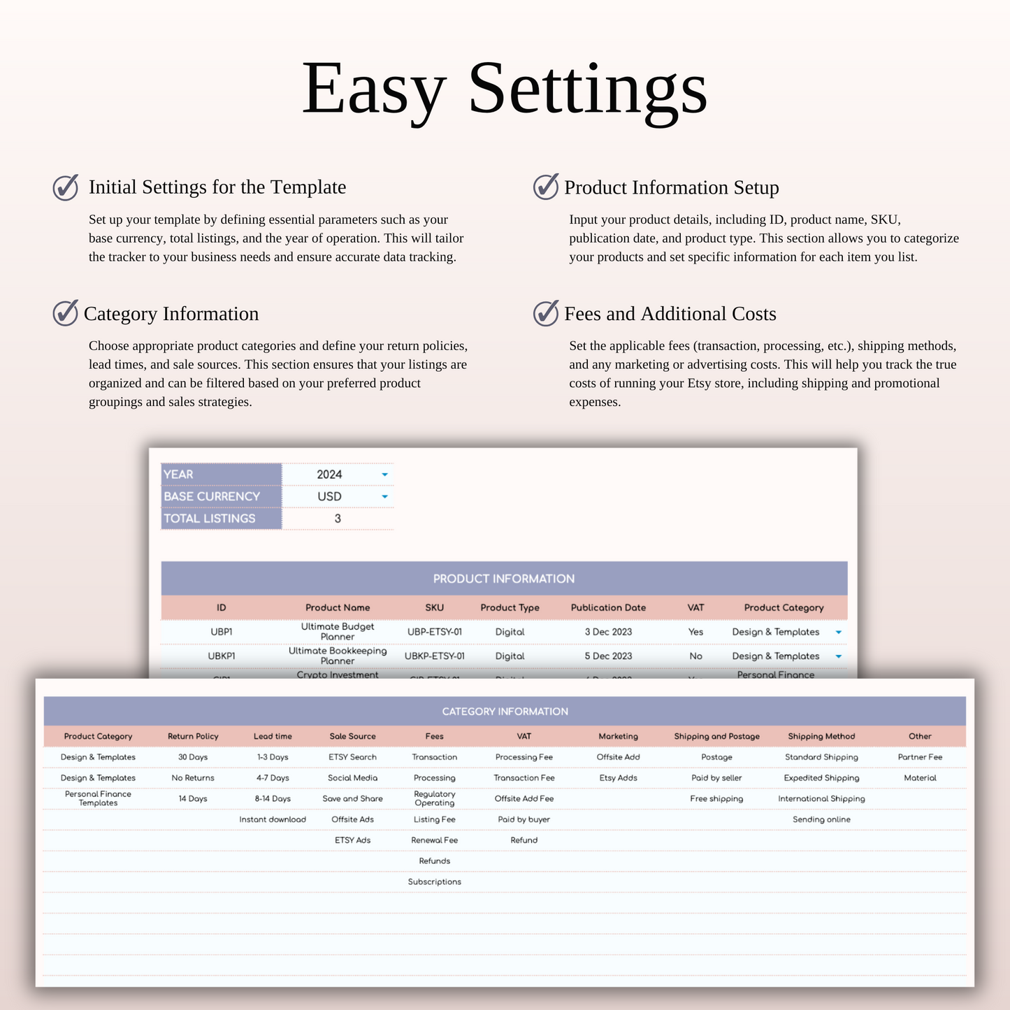 Etsy Seller Spreadsheet Template in Excel & Google Sheets Keyzai