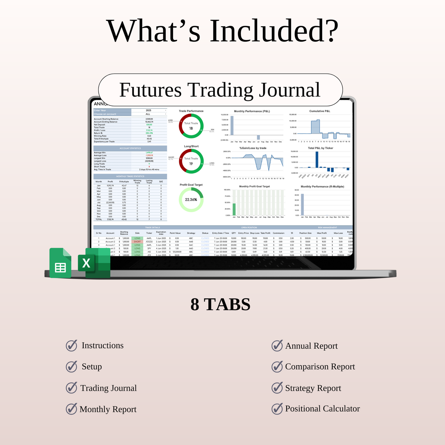 Ultimate Trading Journal Bundle Template for Google Sheets & Excel Keyzai