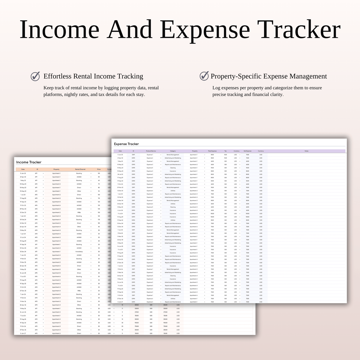 Rental Property Management Spreadsheet (Rainbow Theme) Keyzai
