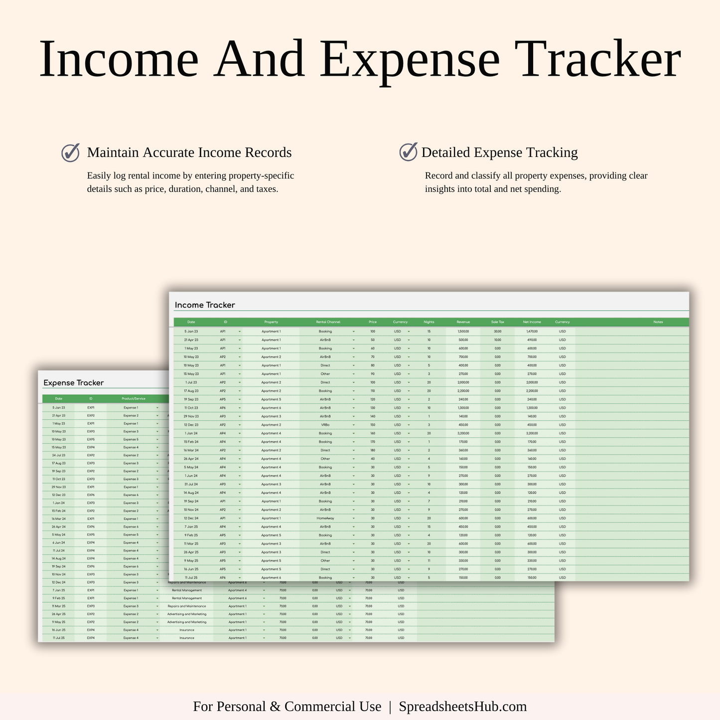PLR - Rental Property Bookkeeping Tracker (Green Theme) Keyzai