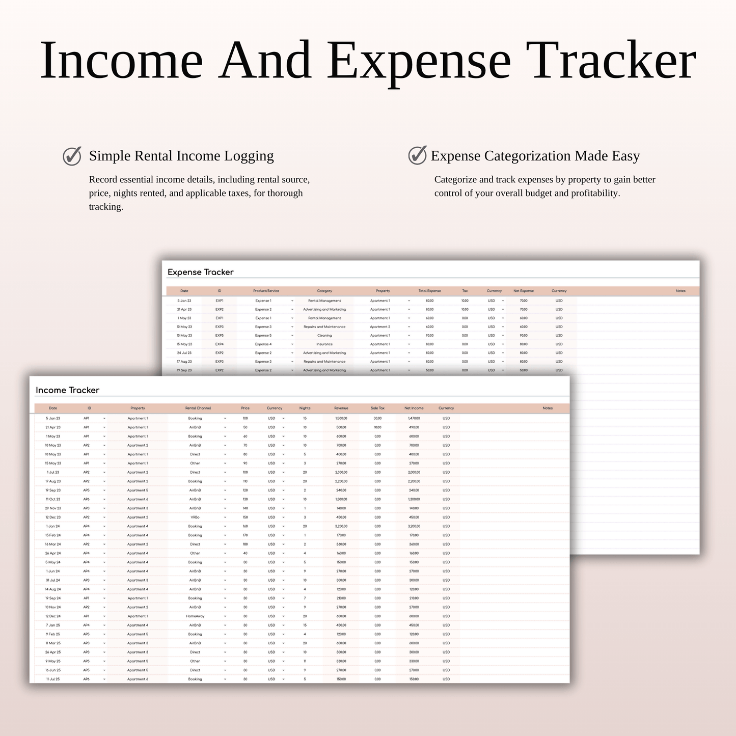 Rental Property Management Spreadsheet Template (Elegant Theme) Keyzai