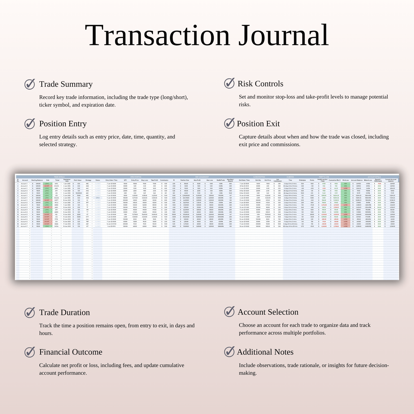 Futures Trading Journal Template for Google Sheets and Excel Keyzai