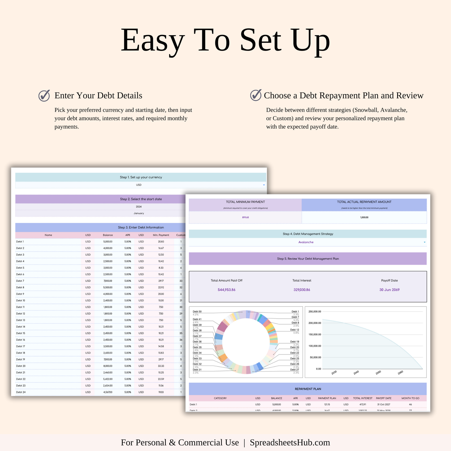 PLR - Debt Tracker Spreadsheet Template (Rainbow Theme) Keyzai
