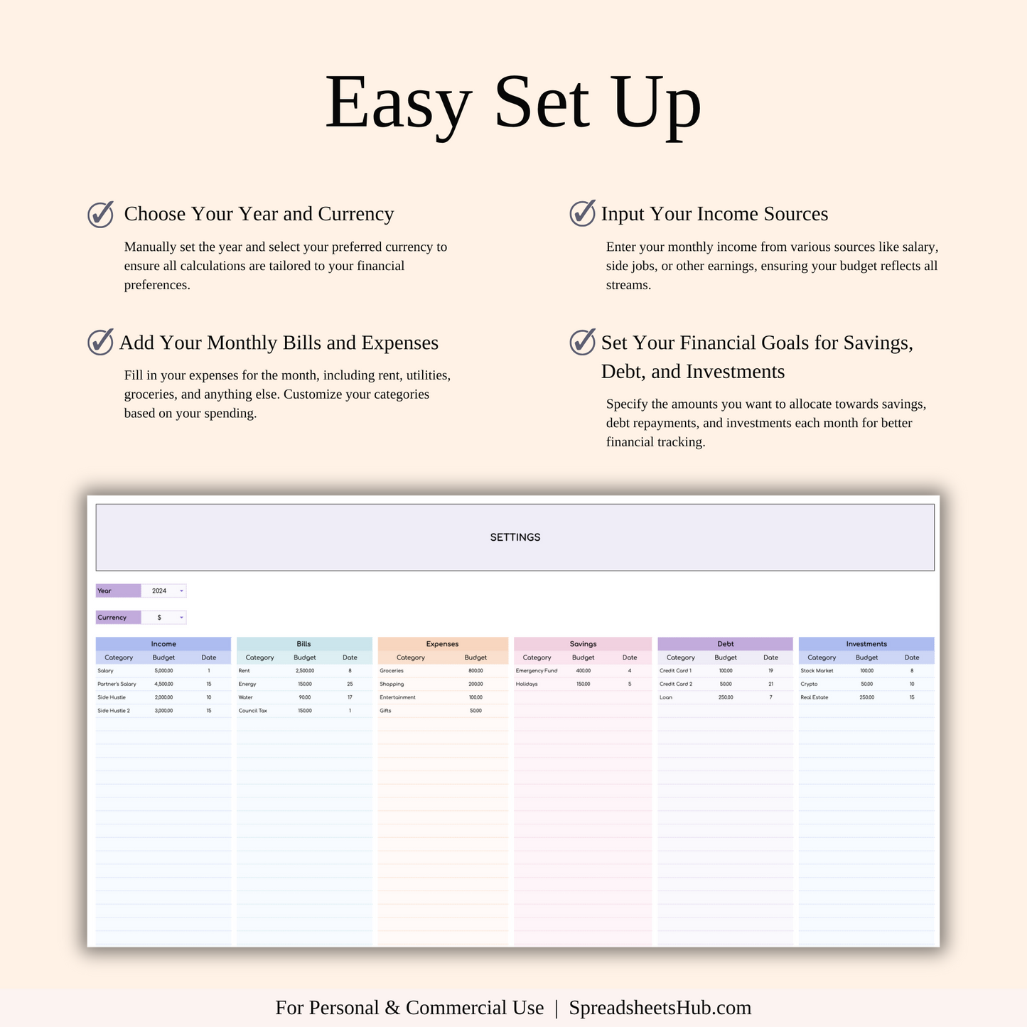 PLR - Bill Tracker Spreadsheet (Rainbow Theme) Keyzai