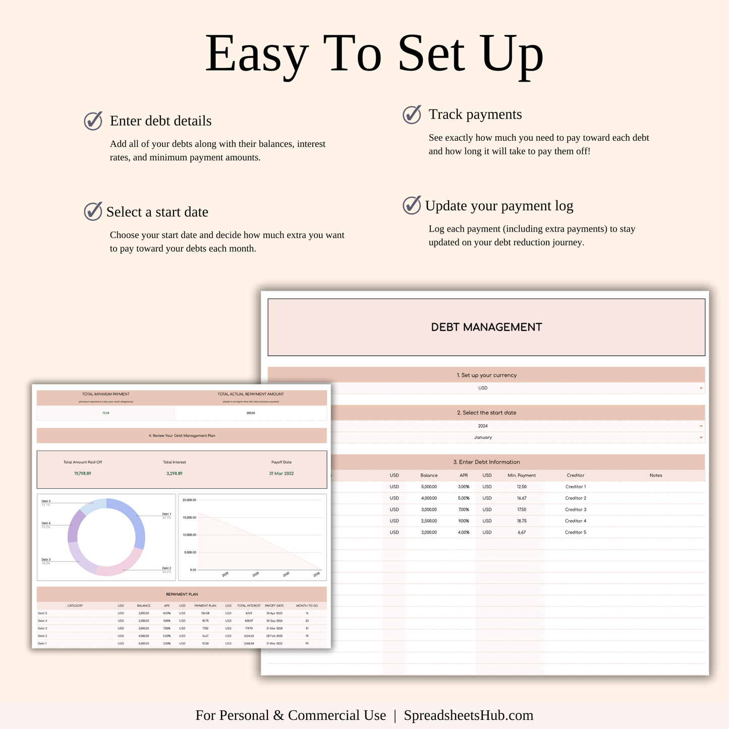 PLR - Debt Snowball Method Payoff Template (Elegant Mode) Keyzai