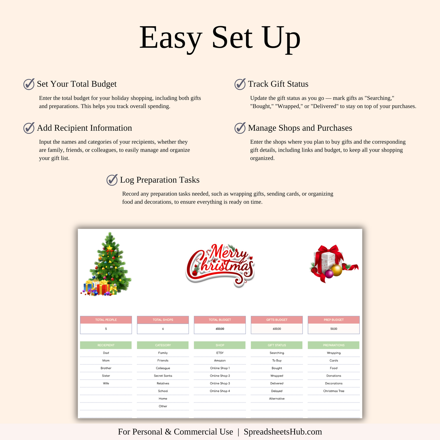 PLR - Christmas Planner Spreadsheet Template Keyzai