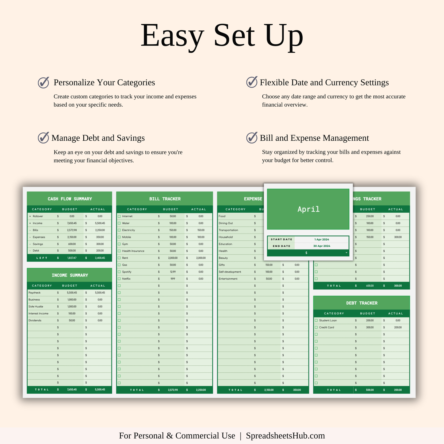 PLR - Simple Budget Planner (Green Theme) Keyzai