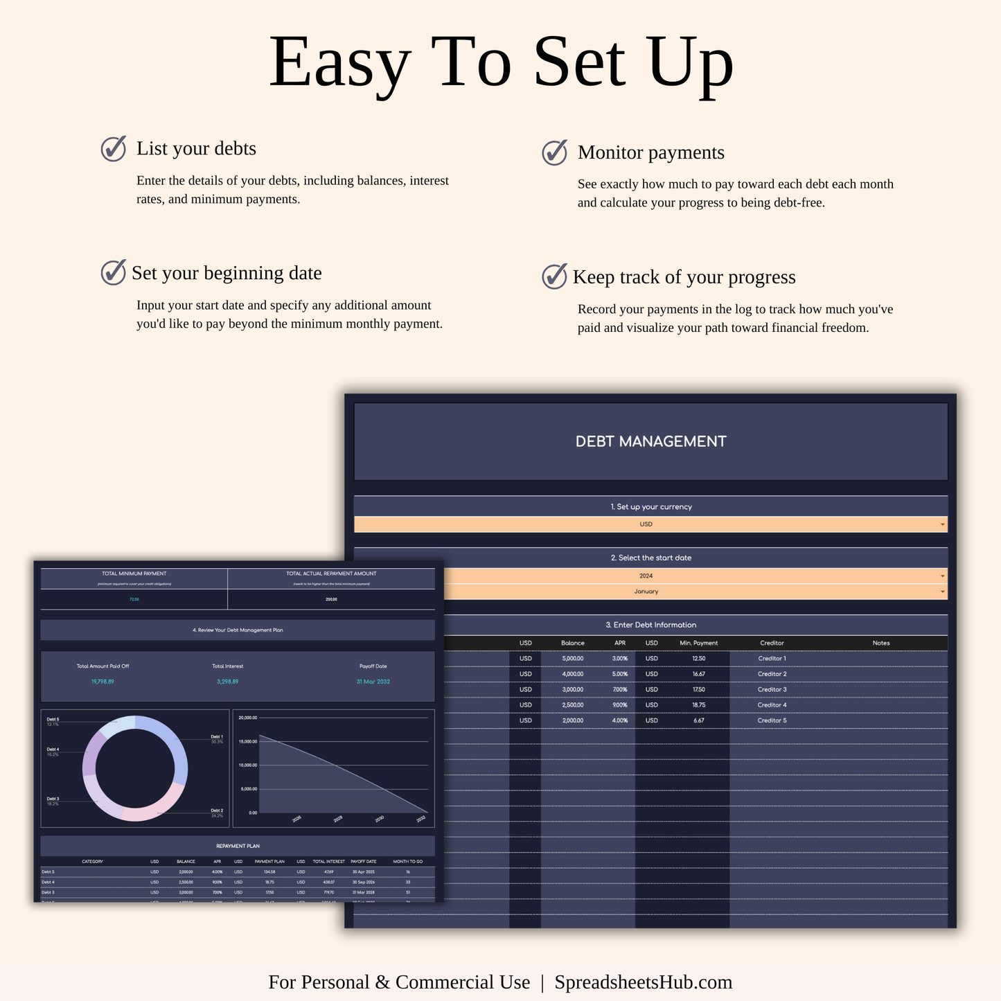 PLR - Debt Snowball Payoff Template (Dark Mode) Keyzai