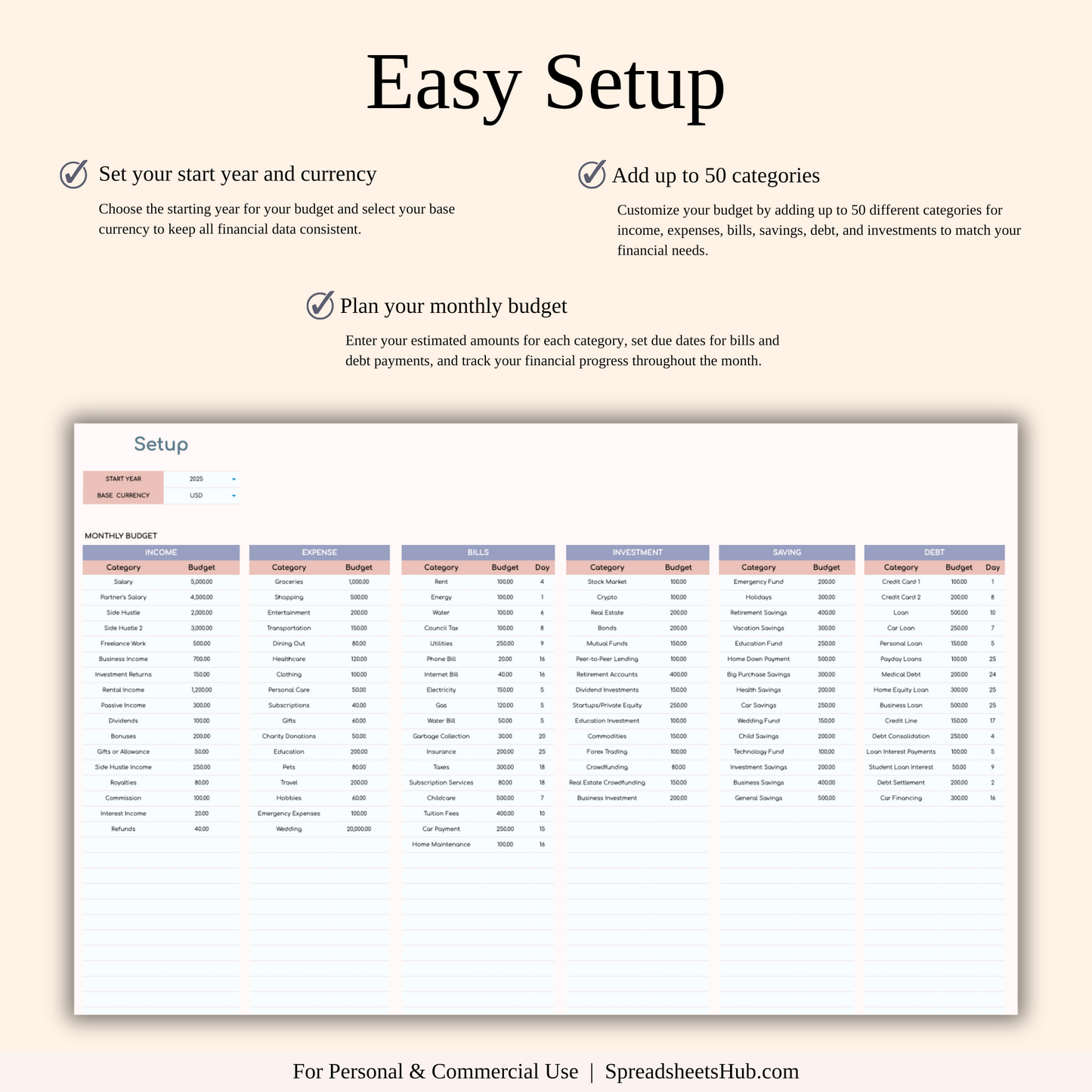 PLR - Annual Budget Spreadsheet Template Keyzai