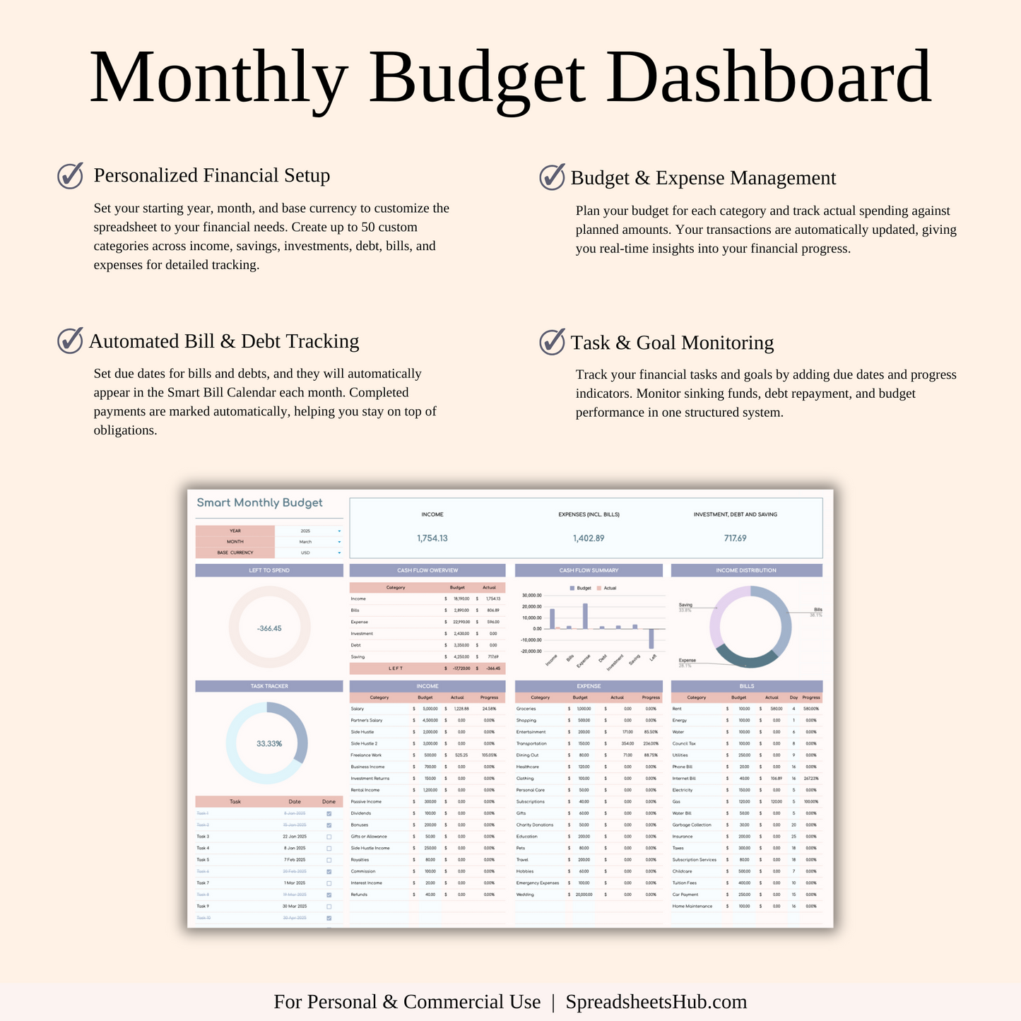 PLR - Ultimate Monthly Budget Spreadsheet Keyzai