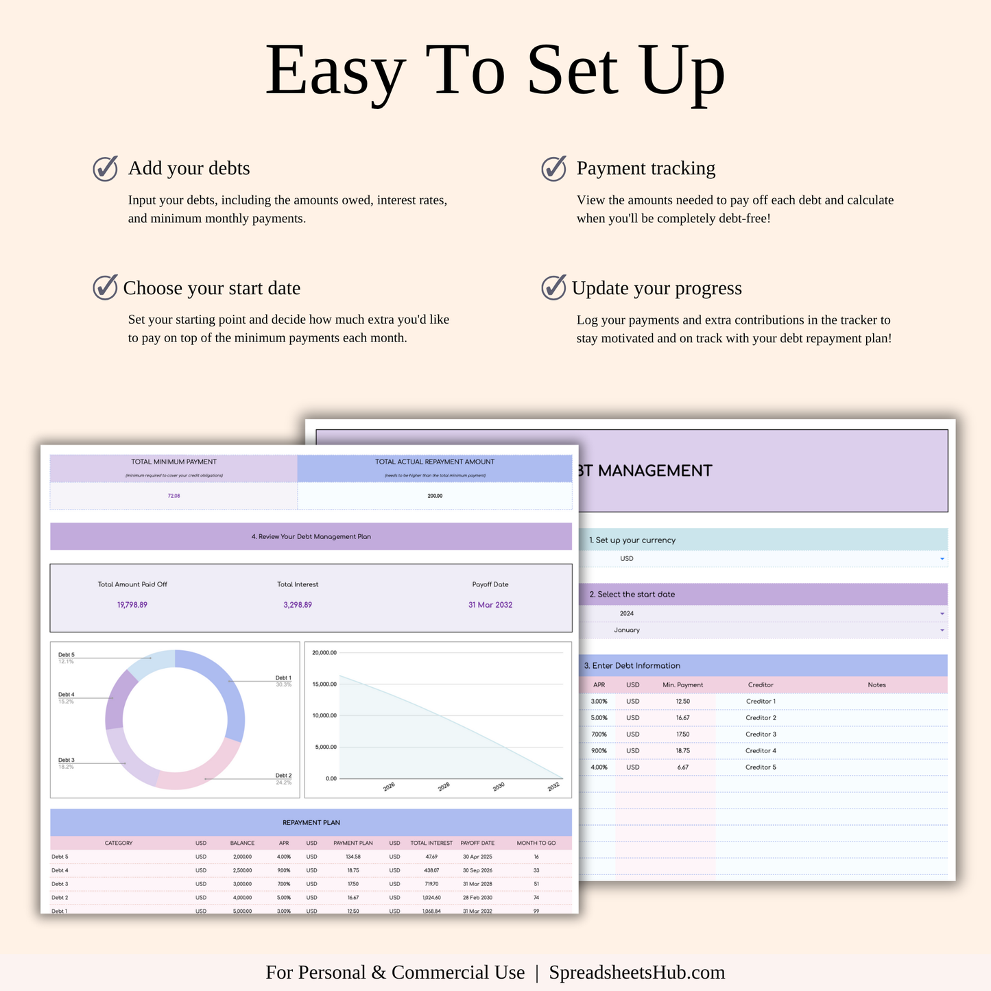 PLR - Debt Snowball Tracker Template (Rainbow Theme) Keyzai
