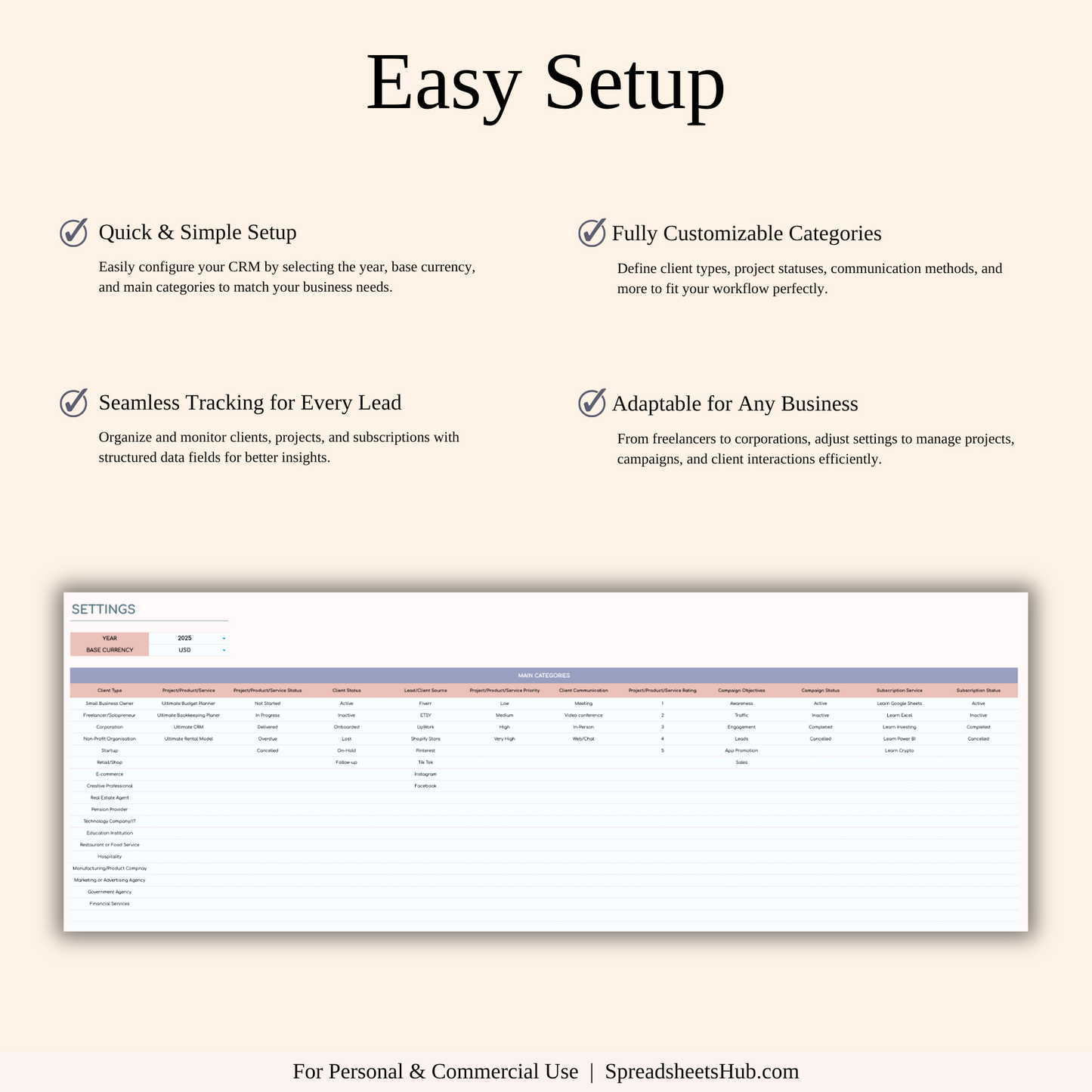 PLR - CRM Template for Excel and Google Sheets Keyzai