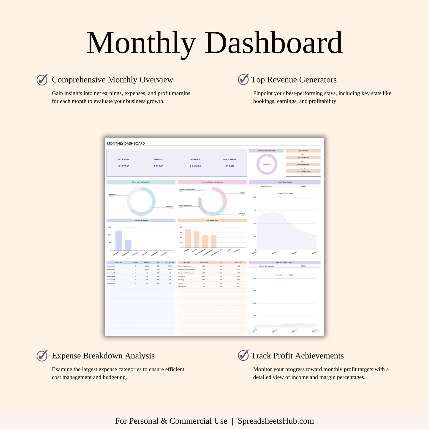 PLR - Rental Property Management Spreadsheet (Rainbow Theme) Keyzai
