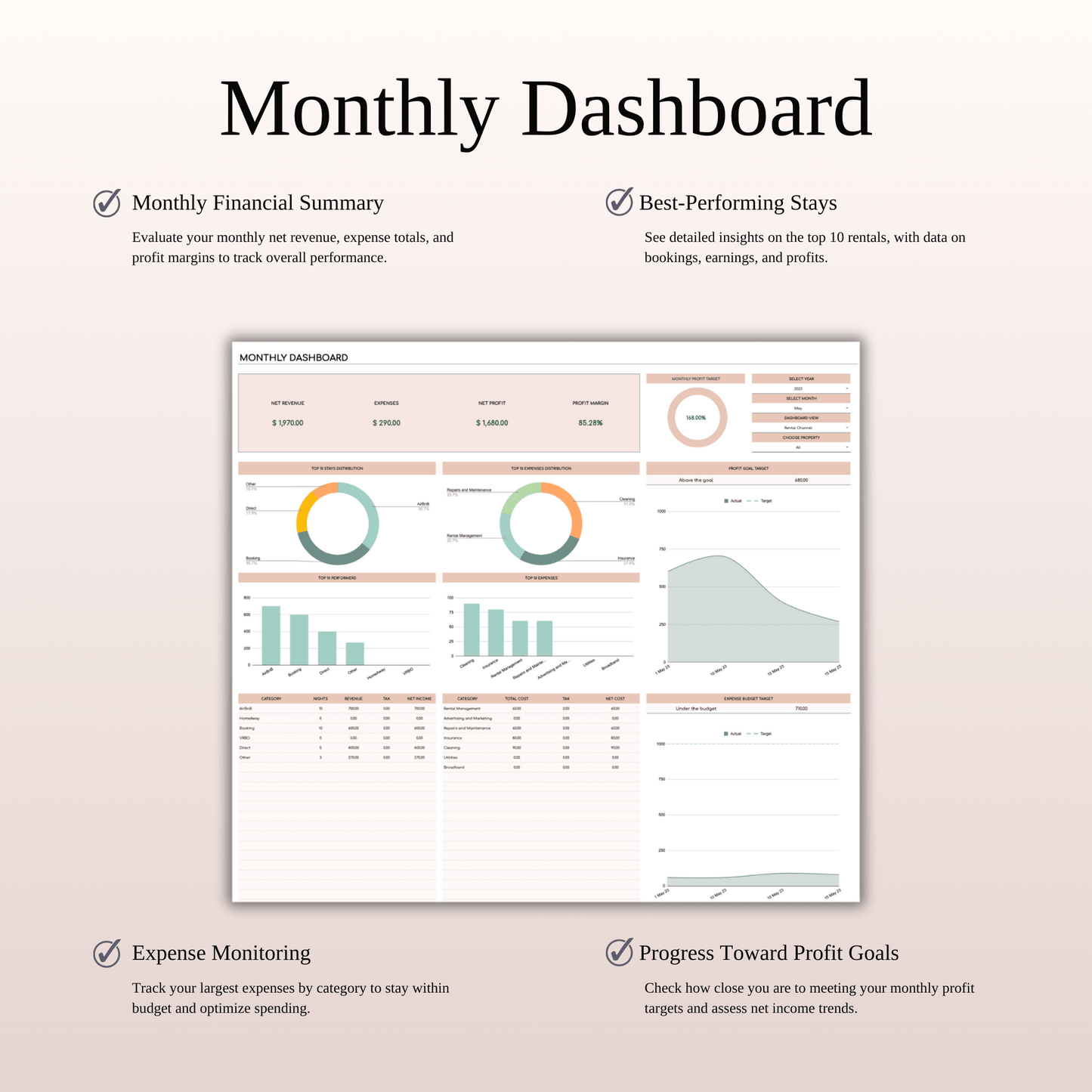 Rental Property Management Spreadsheet Template (Elegant Theme) Keyzai