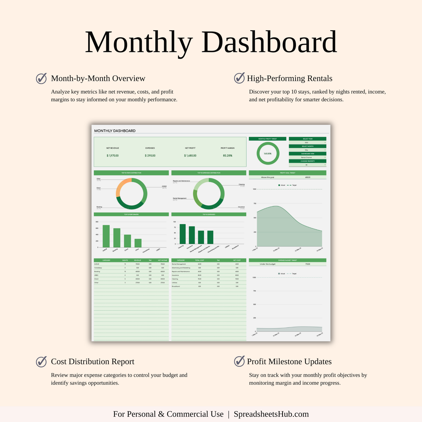 PLR - Rental Property Bookkeeping Tracker (Green Theme) Keyzai