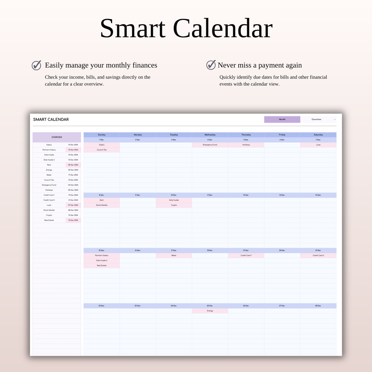 Bill Tracker Spreadsheet for Excel & Google Sheets (Rainbow Theme) Keyzai