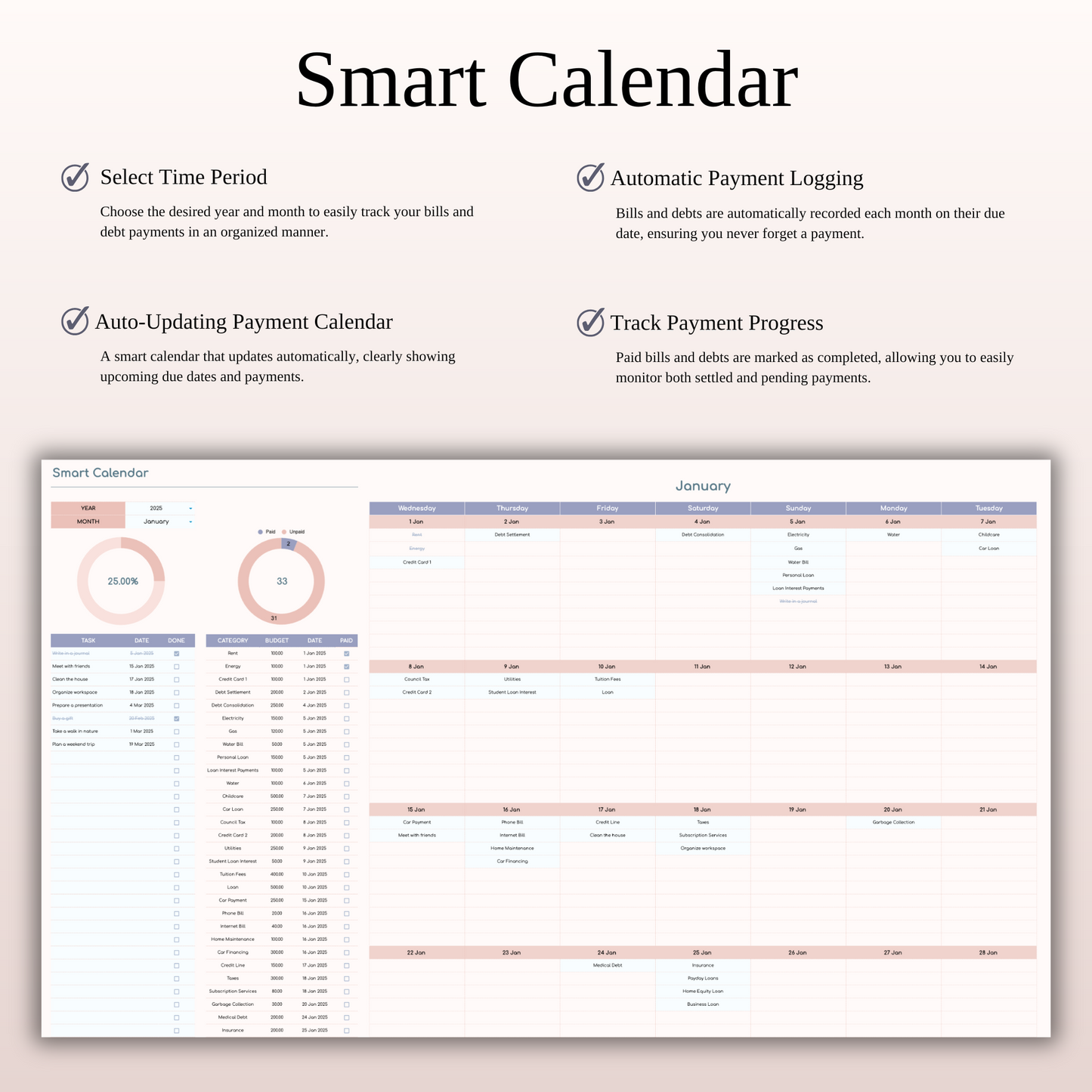 Ultimate Paycheck Budget Spreadsheet Template Excel & Google Sheets Keyzai
