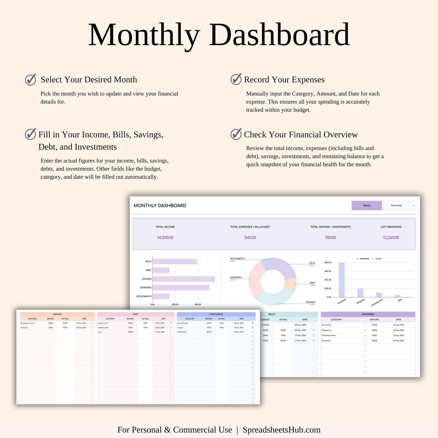 PLR - Bill Tracker Spreadsheet (Rainbow Theme) Keyzai