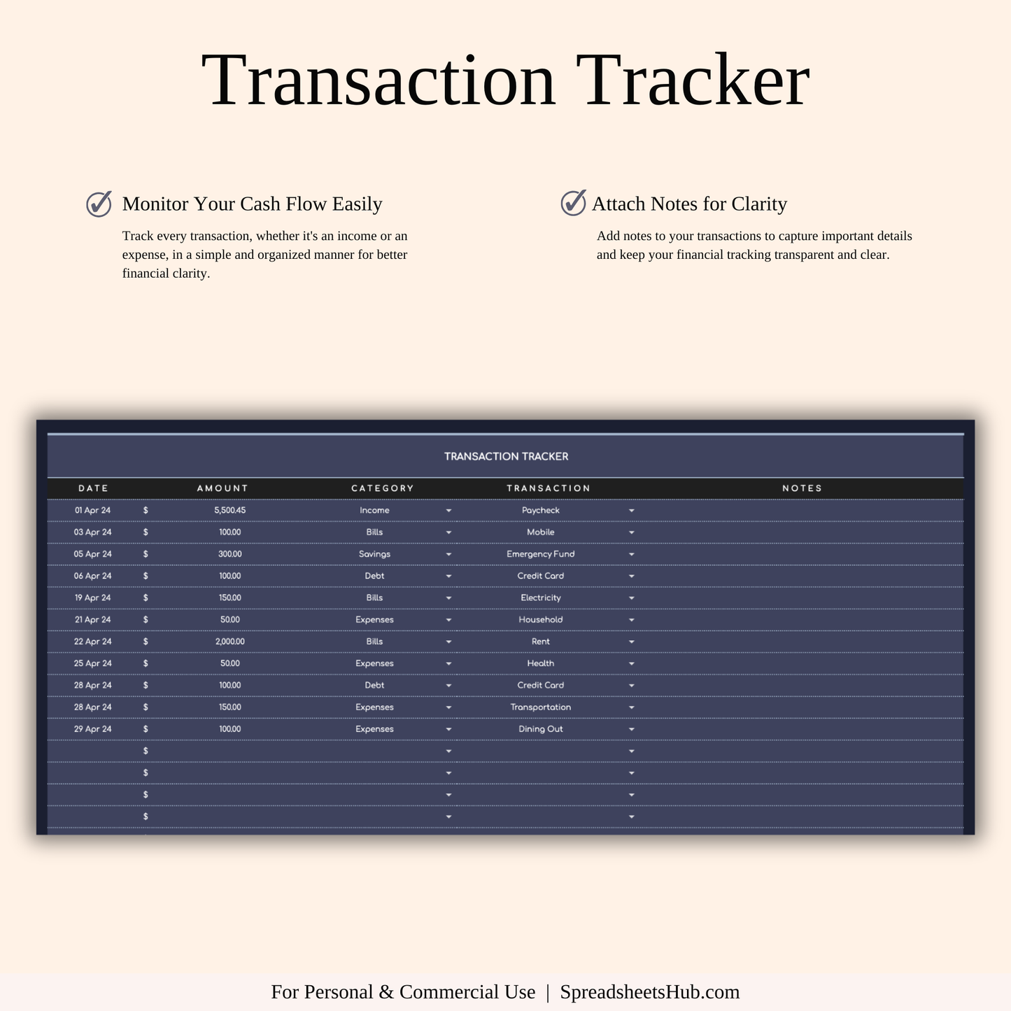 PLR - Budget Planner | Monthly Finance Tracker (Dark Theme) Keyzai