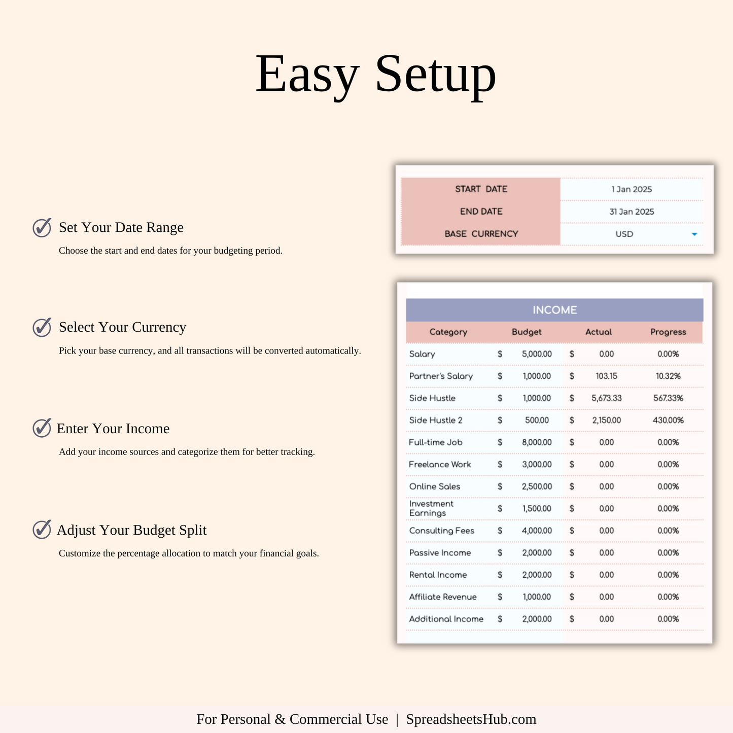 PLR - 50/30/20 Budget Spreadsheet Template Keyzai