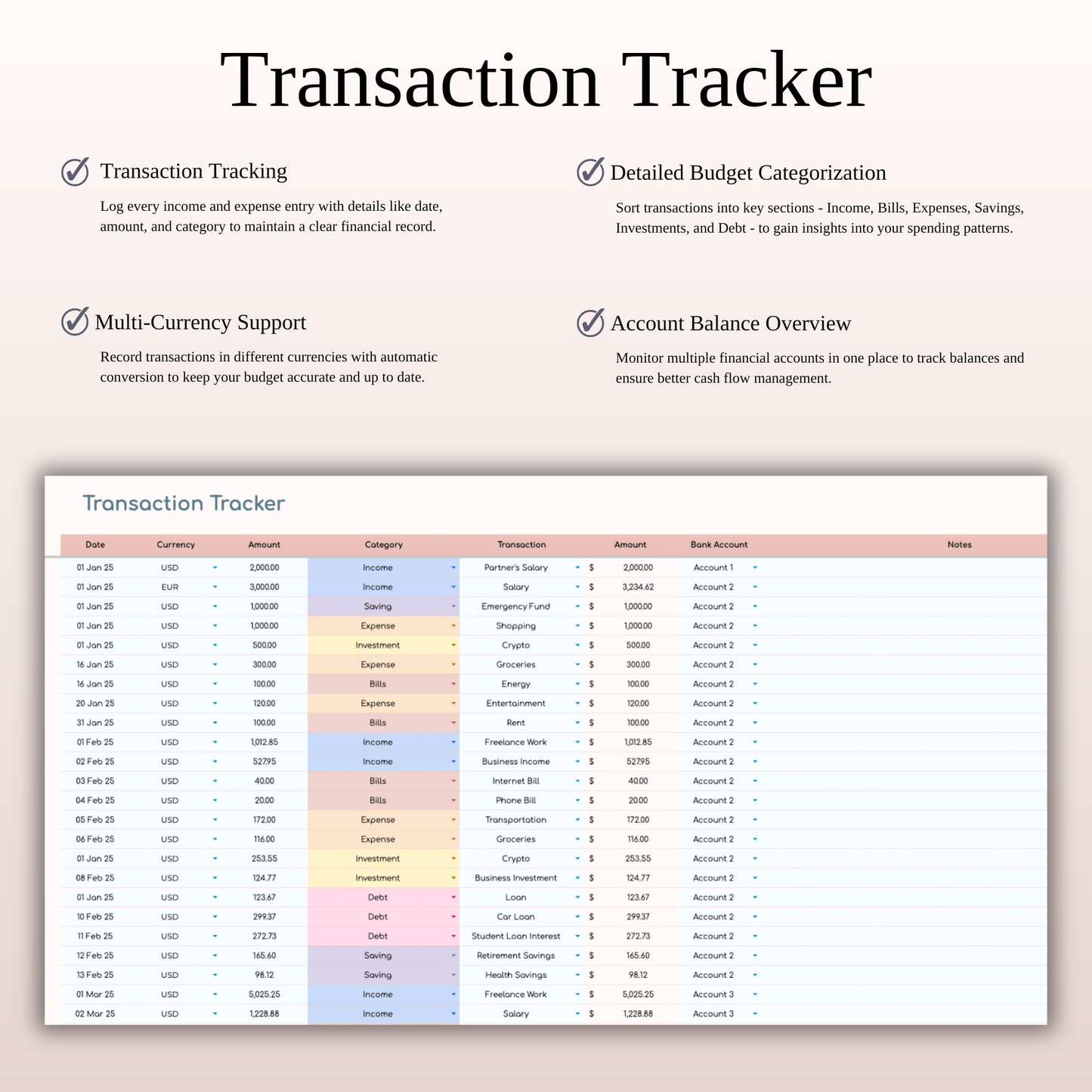 Annual Zero-Based Budgeting Spreadsheet Template for Excel and Google Sheets Keyzai