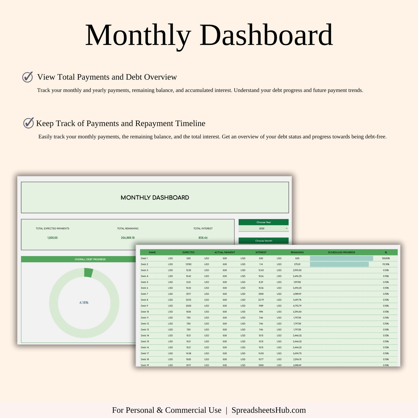 PLR - Debt Repayment Tracker (Green Theme) Keyzai